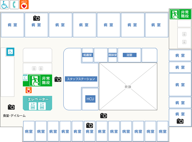 宇都宮記念病院6階、7階、8階フロア案内