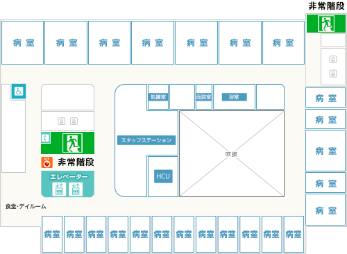 宇都宮記念病院の病棟非常口